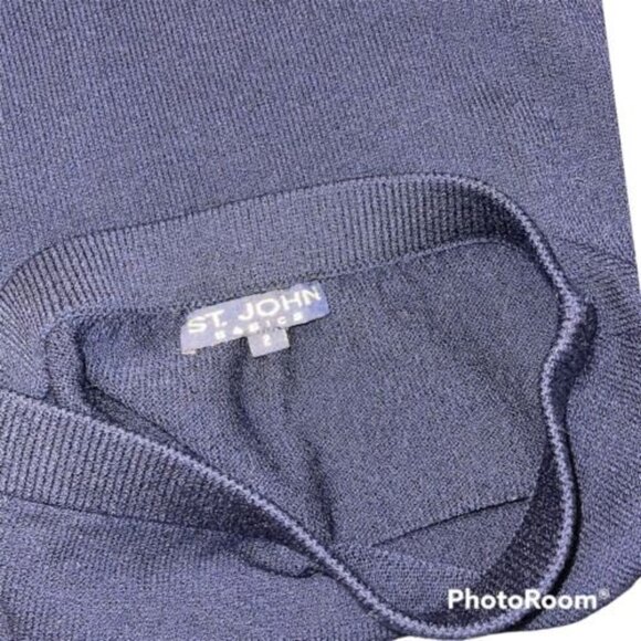St. John Basics Navy Blue Santana Knit Elastic Waist Midi Skirt Size 2 GUC - Picture 4 of 4